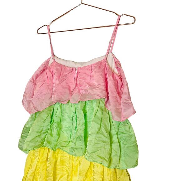 Olivia Ruben Cici Rainbow Multicolor Sleeveless Tiered Maxi Dress Size 8 - Picture 10 of 16